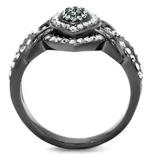 IP Gun Black Stainless Steel Ring with Multi-Color Crystals TK2679