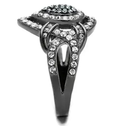 IP Gun Black Stainless Steel Ring with Multi-Color Crystals TK2679