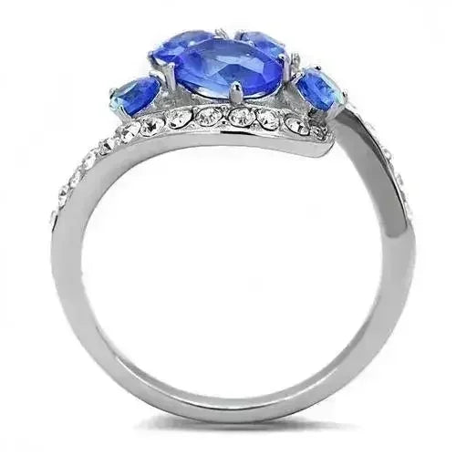 High-Polish Stainless Steel Ring – Synthetic Sapphire Simplicity