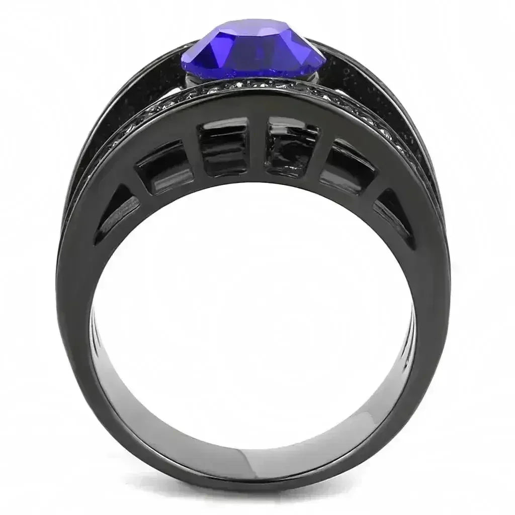 TK3453 - IP Light Black  (IP Gun) Stainless Steel Ring with Top Grade