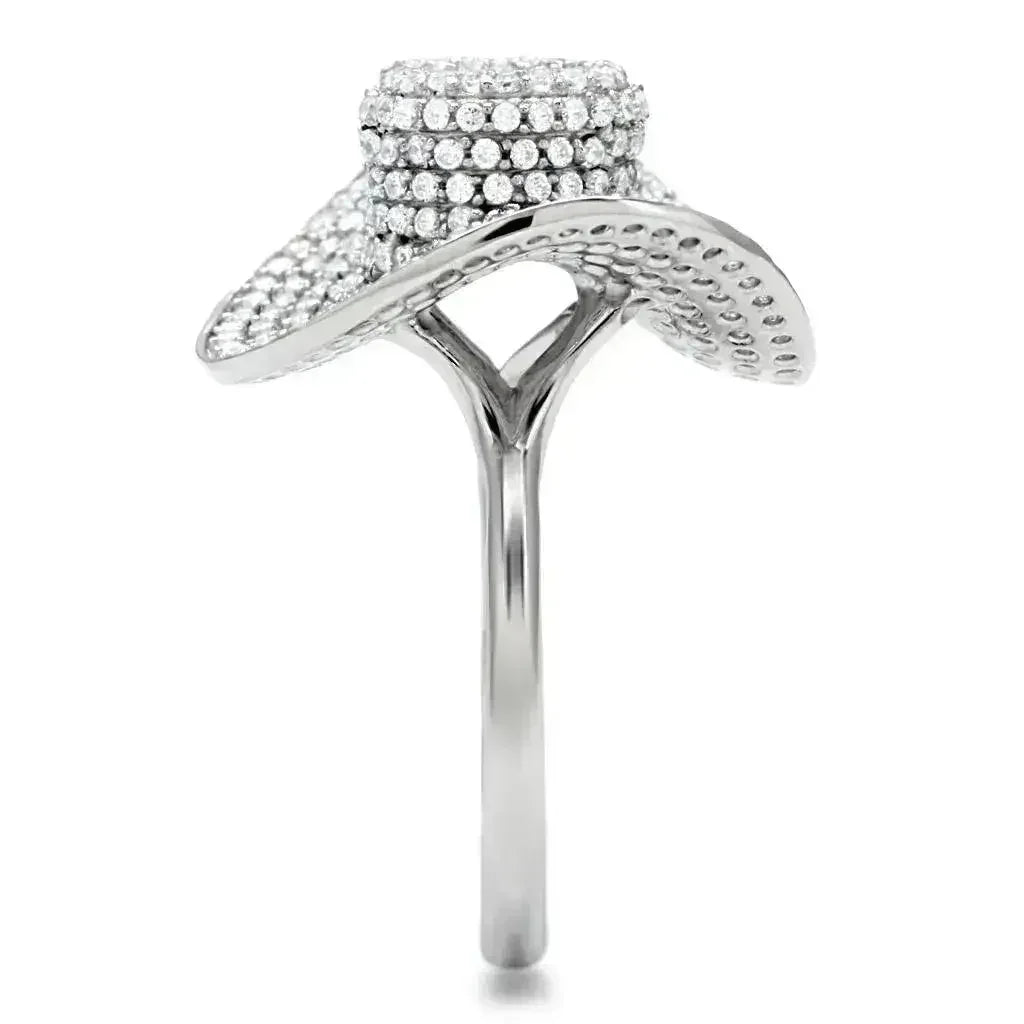 TS015 Rhodium Sterling Silver Ring – AAA Clear CZ Solitaire