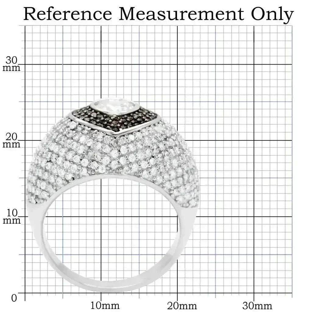 TS022 Rhodium + Ruthenium Sterling Silver Ring – AAA Brown CZ Statement Piece