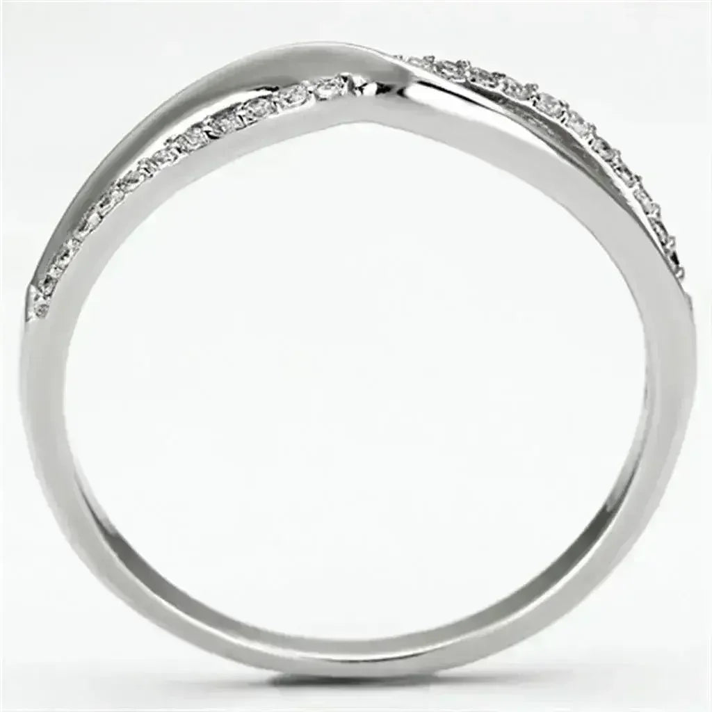 TS087 Rhodium Sterling Silver Ring – AAA Clear CZ Solitaire
