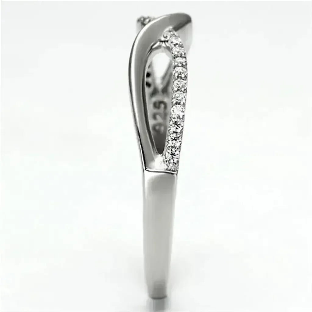 TS087 Rhodium Sterling Silver Ring – AAA Clear CZ Solitaire