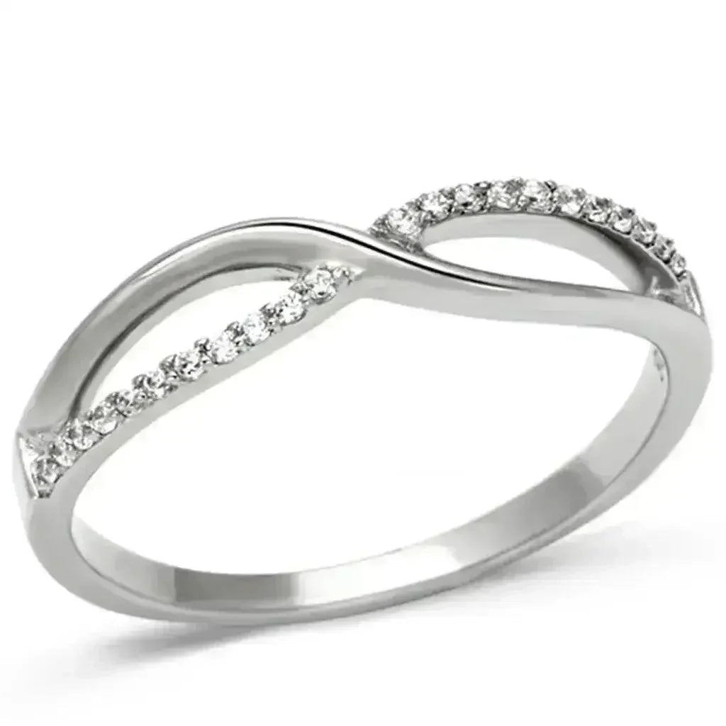 TS087 Rhodium Sterling Silver Ring – AAA Clear CZ Solitaire