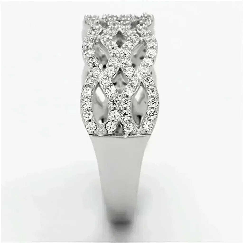 TS106 Rhodium Sterling Silver Ring – AAA Clear CZ Solitaire