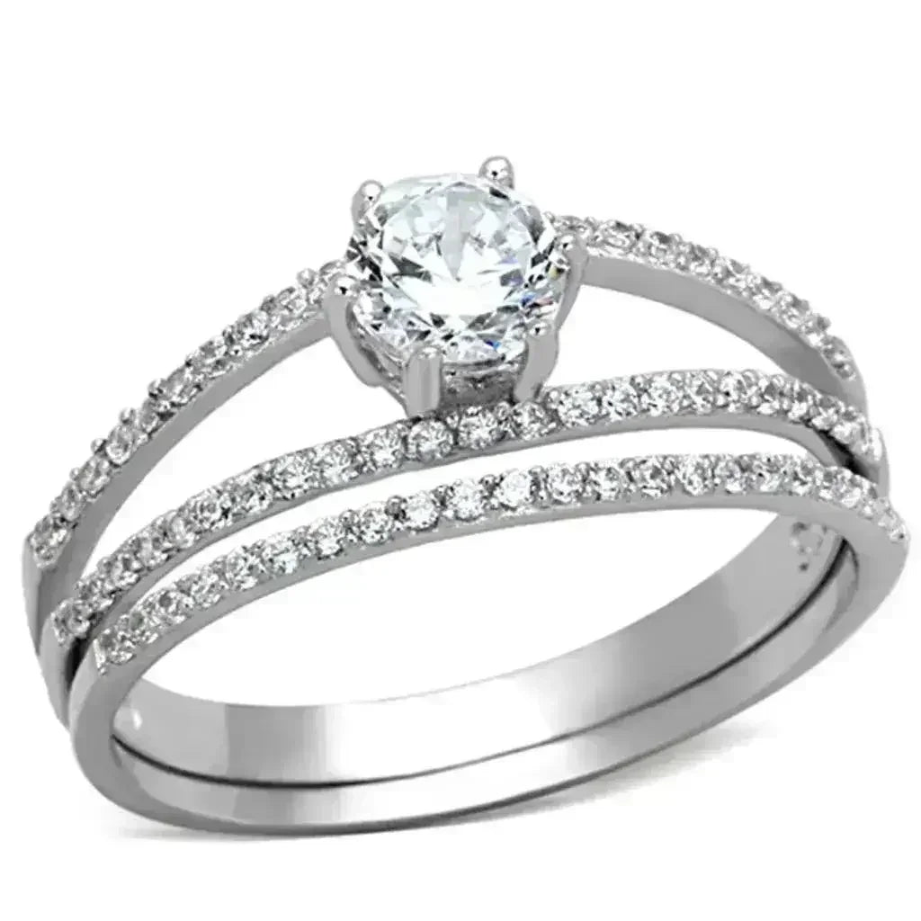 925 Sterling Silver Rhodium Ring – AAA Clear CZ Brilliance