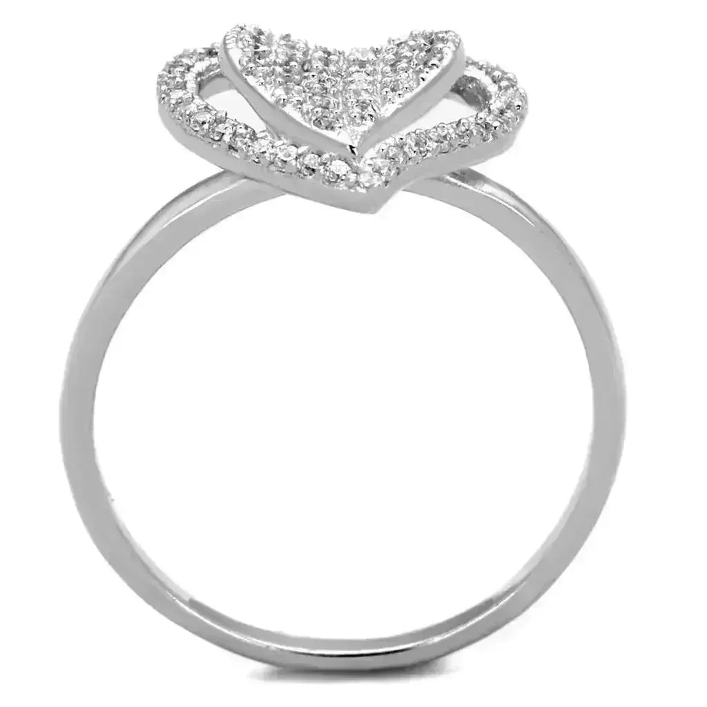 TS192 Rhodium Sterling Silver Ring – AAA Clear CZ Solitaire
