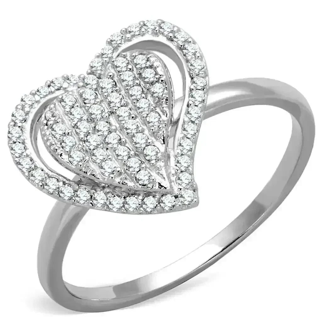 TS192 Rhodium Sterling Silver Ring – AAA Clear CZ Solitaire