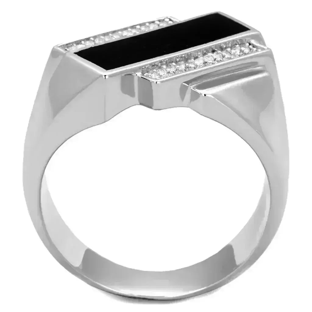 TS218 Rhodium Sterling Silver Ring – AAA Clear CZ Statement Solitaire