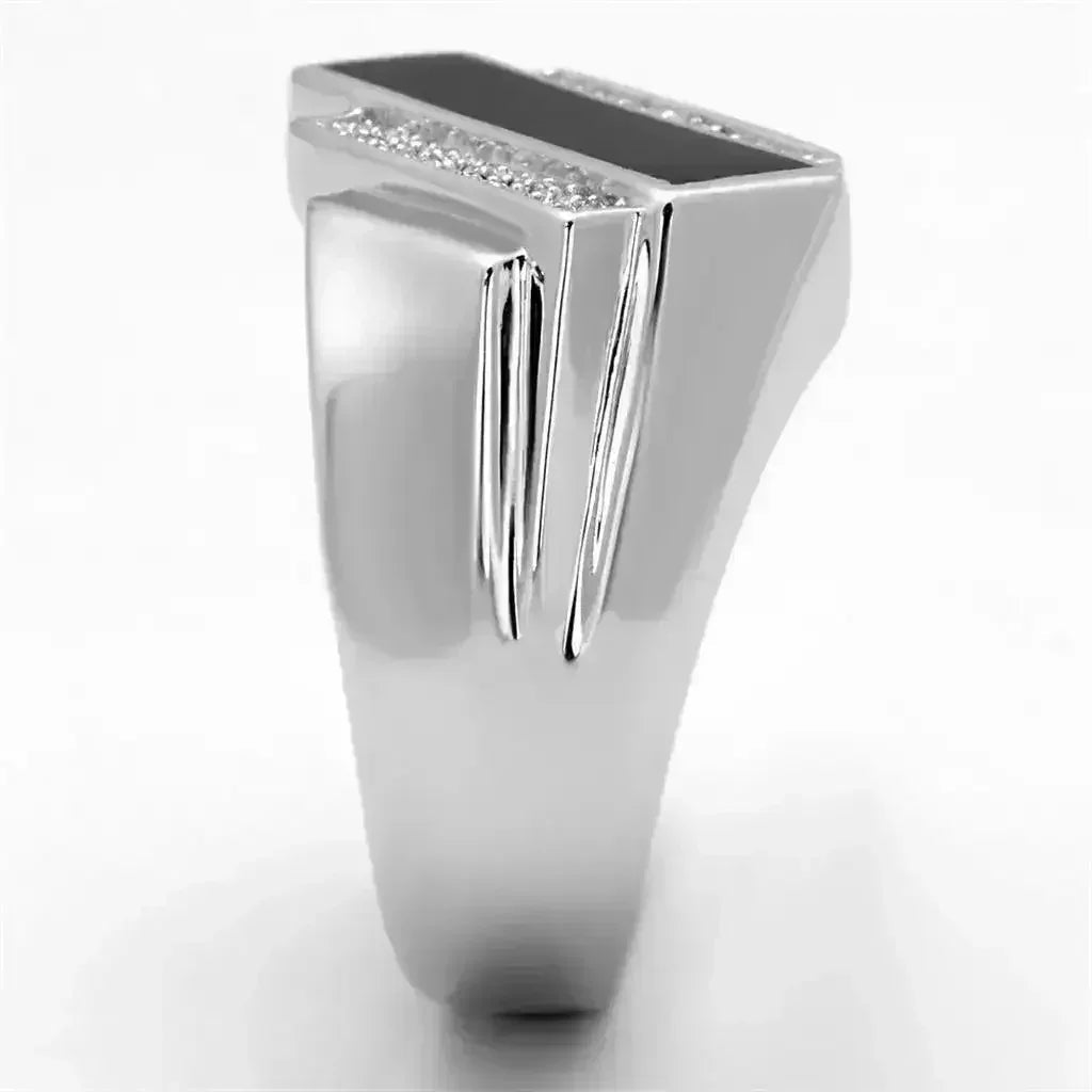 TS218 Rhodium Sterling Silver Ring – AAA Clear CZ Statement Solitaire