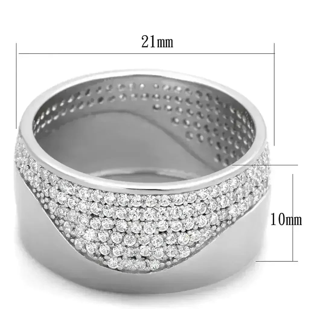 TS378 Rhodium Sterling Silver Ring – AAA Clear CZ Solitaire