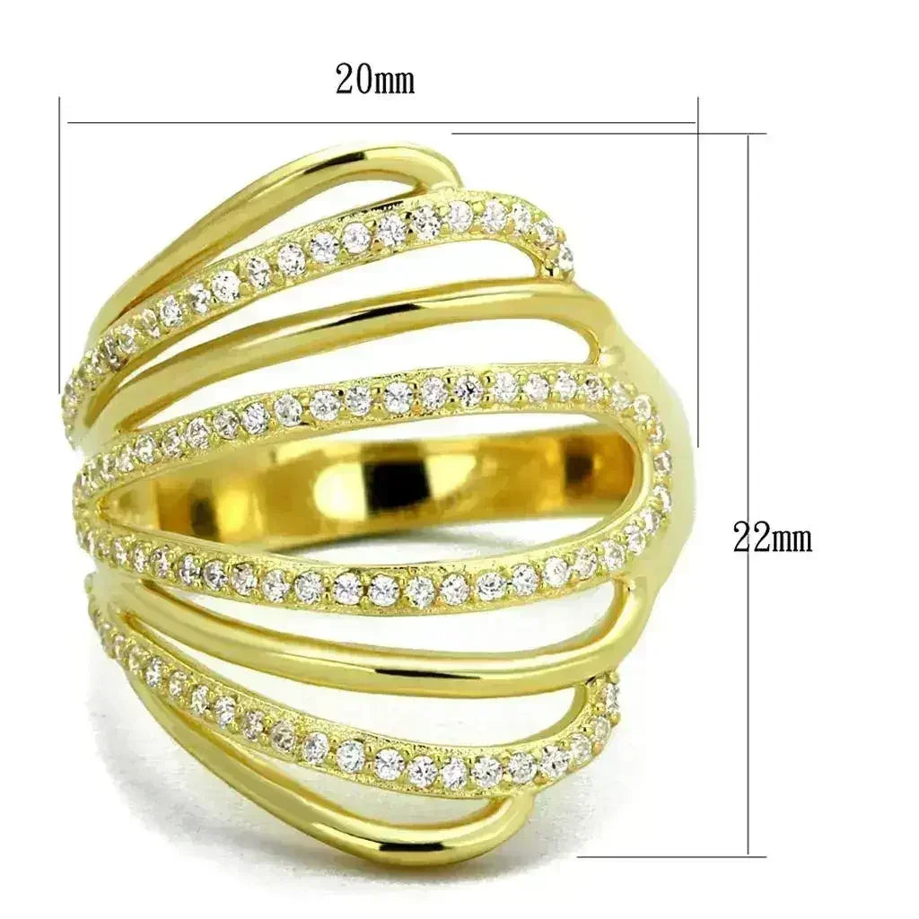 TS379 - Gold 925 Sterling Silver Ring with AAA Grade CZ  in Clear