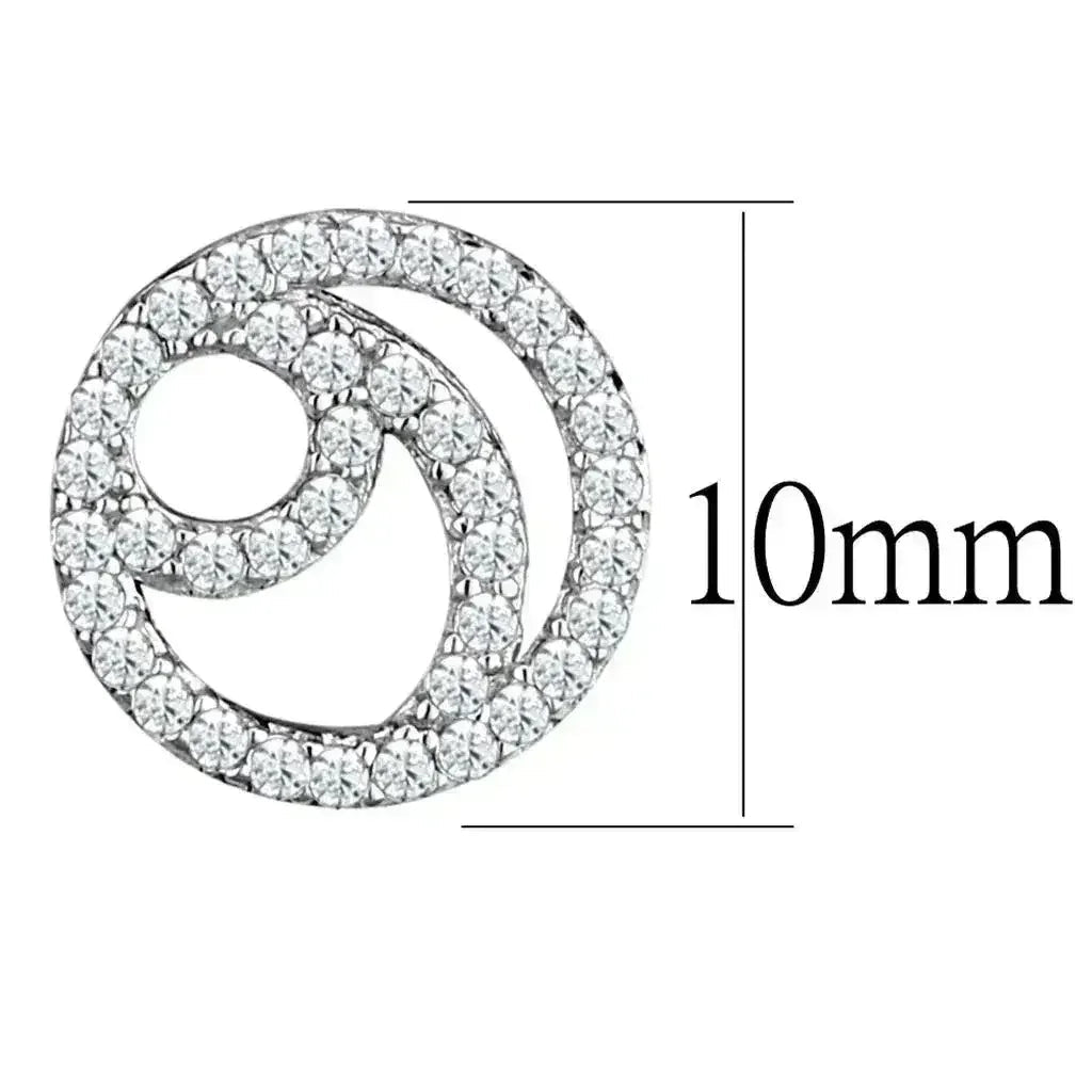 TS511 - Rhodium 925 Sterling Silver Earrings with AAA Grade CZ  in
