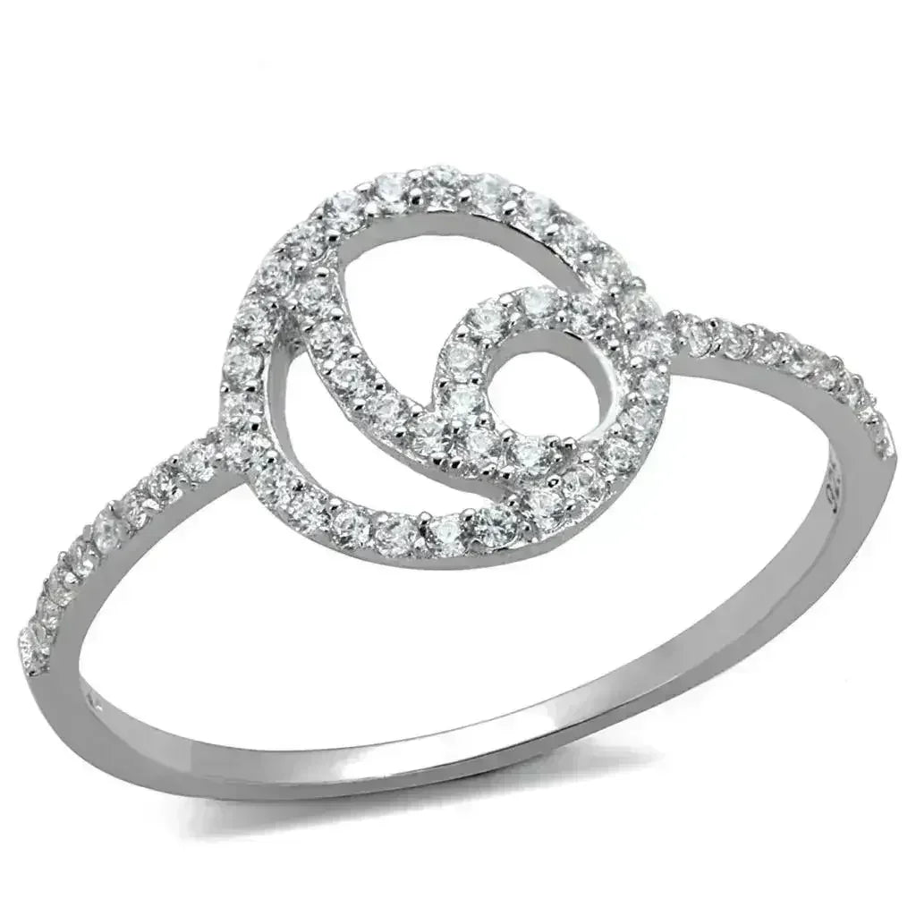 TS519 Rhodium Sterling Silver Ring – AAA Clear CZ Solitaire