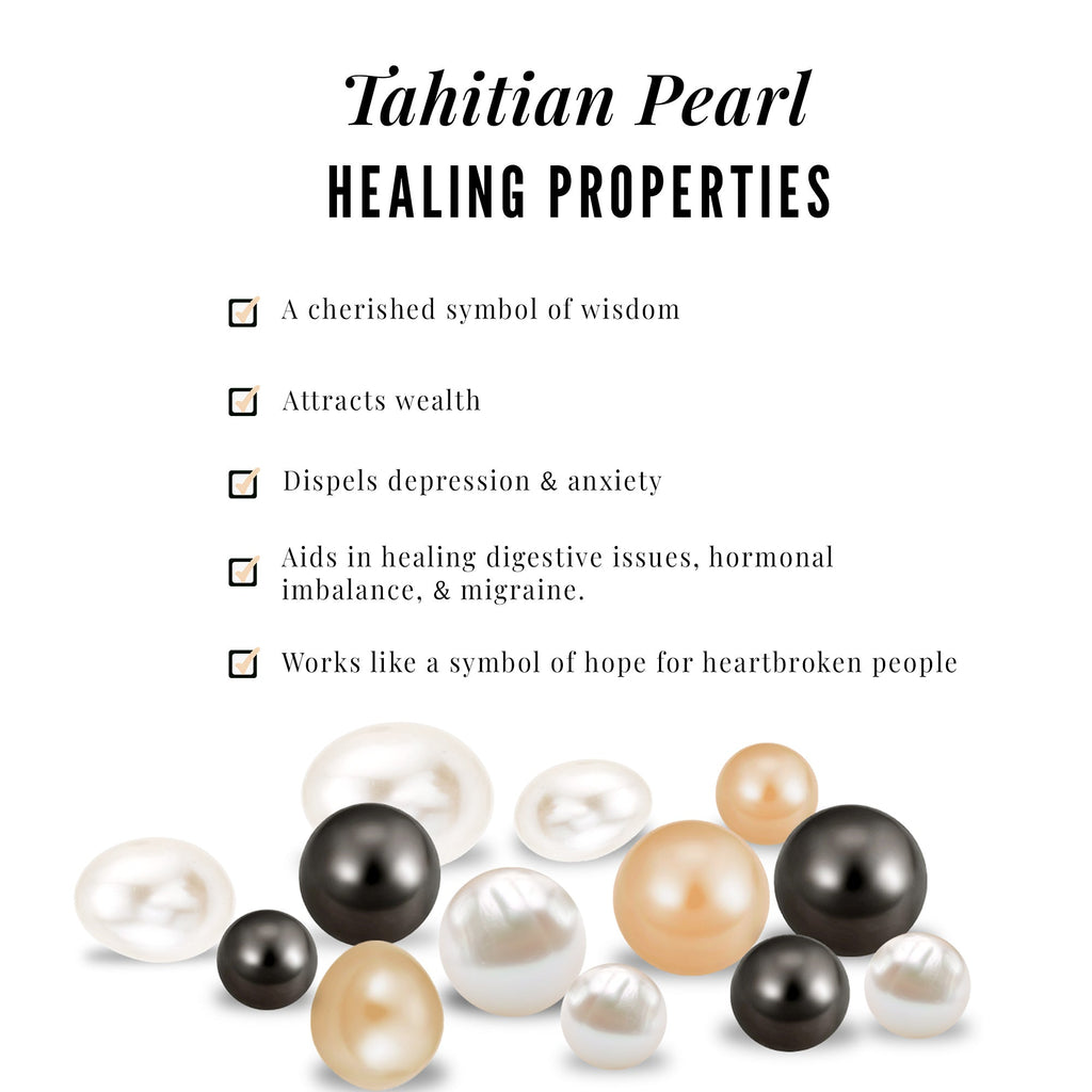 Open Oval Shape Necklace Earrings Set with Round Tahitian Pearl and Moissanite