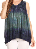 Sakkas Freya Dip Dyed Tie Dye Tank with Sequins and Embroidery