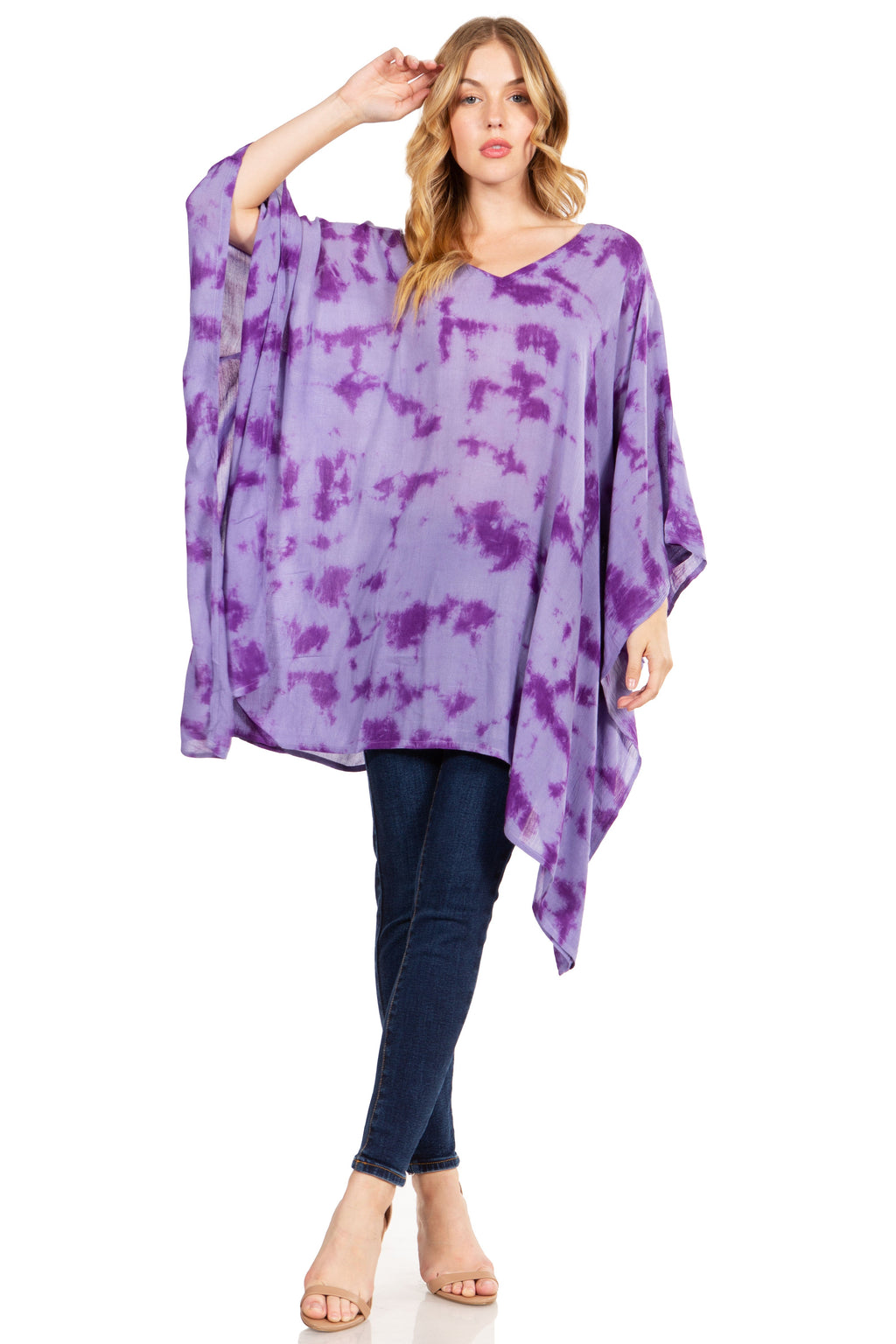 Sakkas Adalwin Desert Sun Lightweight Circle Ponch Tunic Top Blouse W / Embroidery