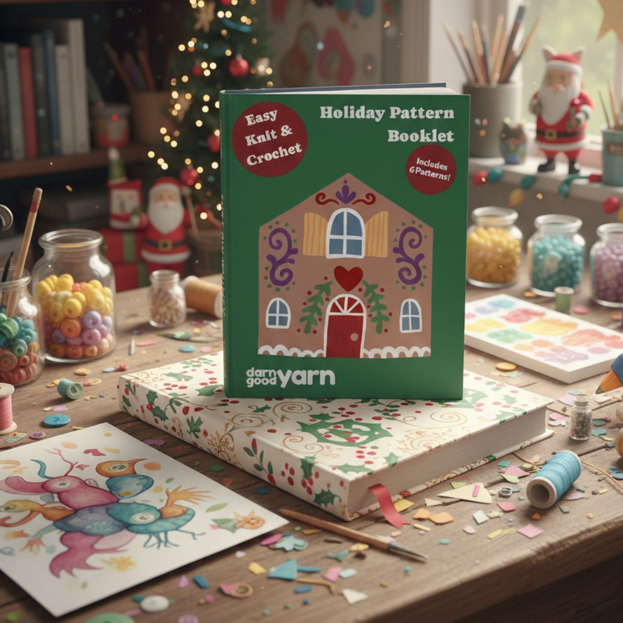 Holiday Yarn Pattern Booklet – 6 Quick Mini Patterns (Knit, Crochet & No-Knit) | Darn Good Yarn