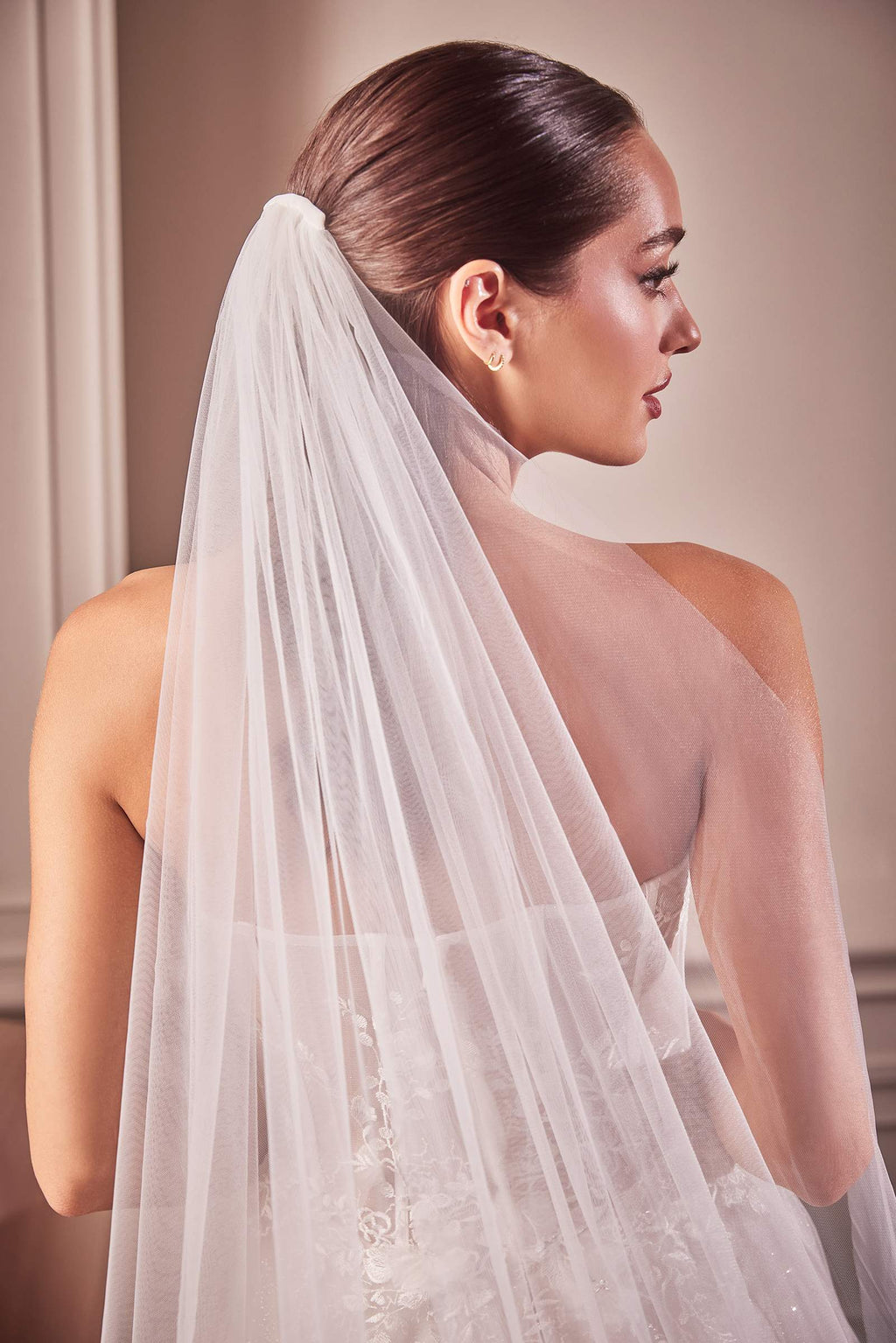 Embroidery Hem Lace Chapel Veil
