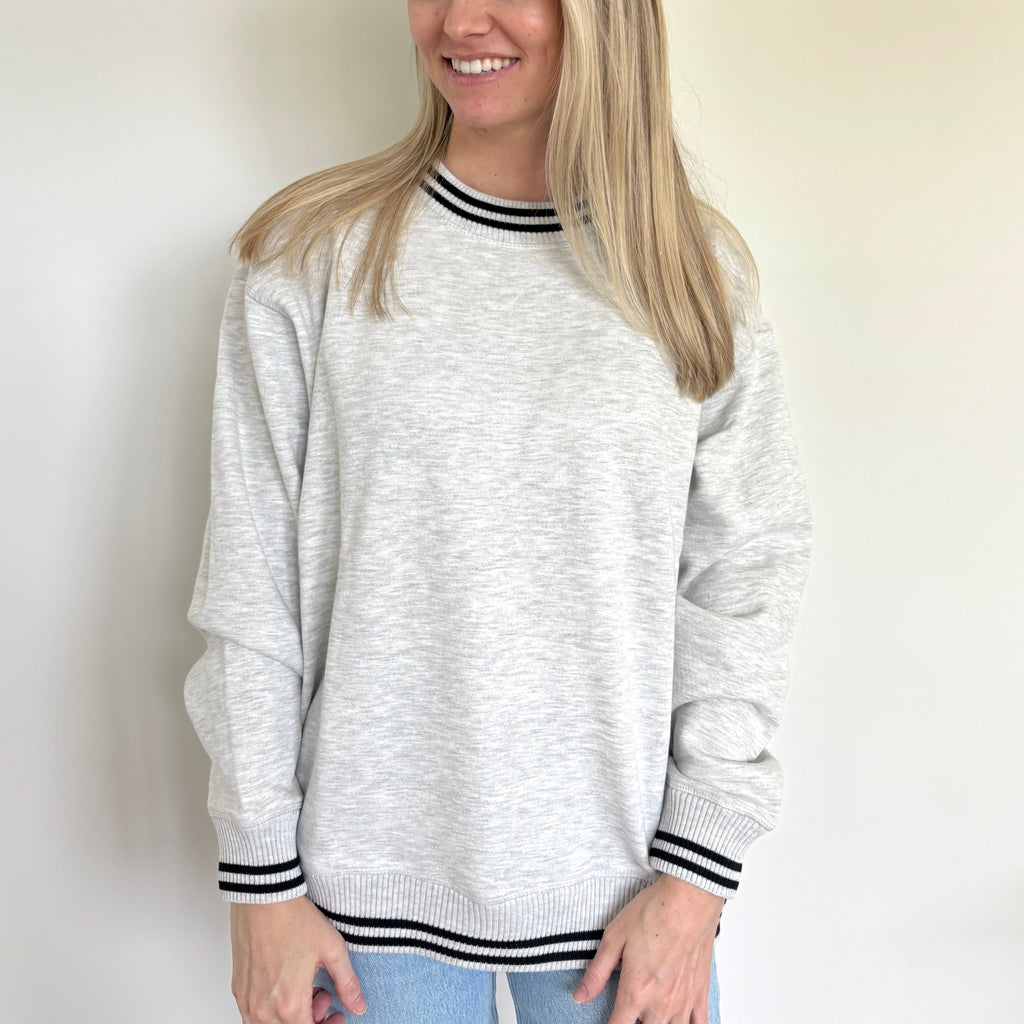 Heather Grey Oversized Varsity Crew