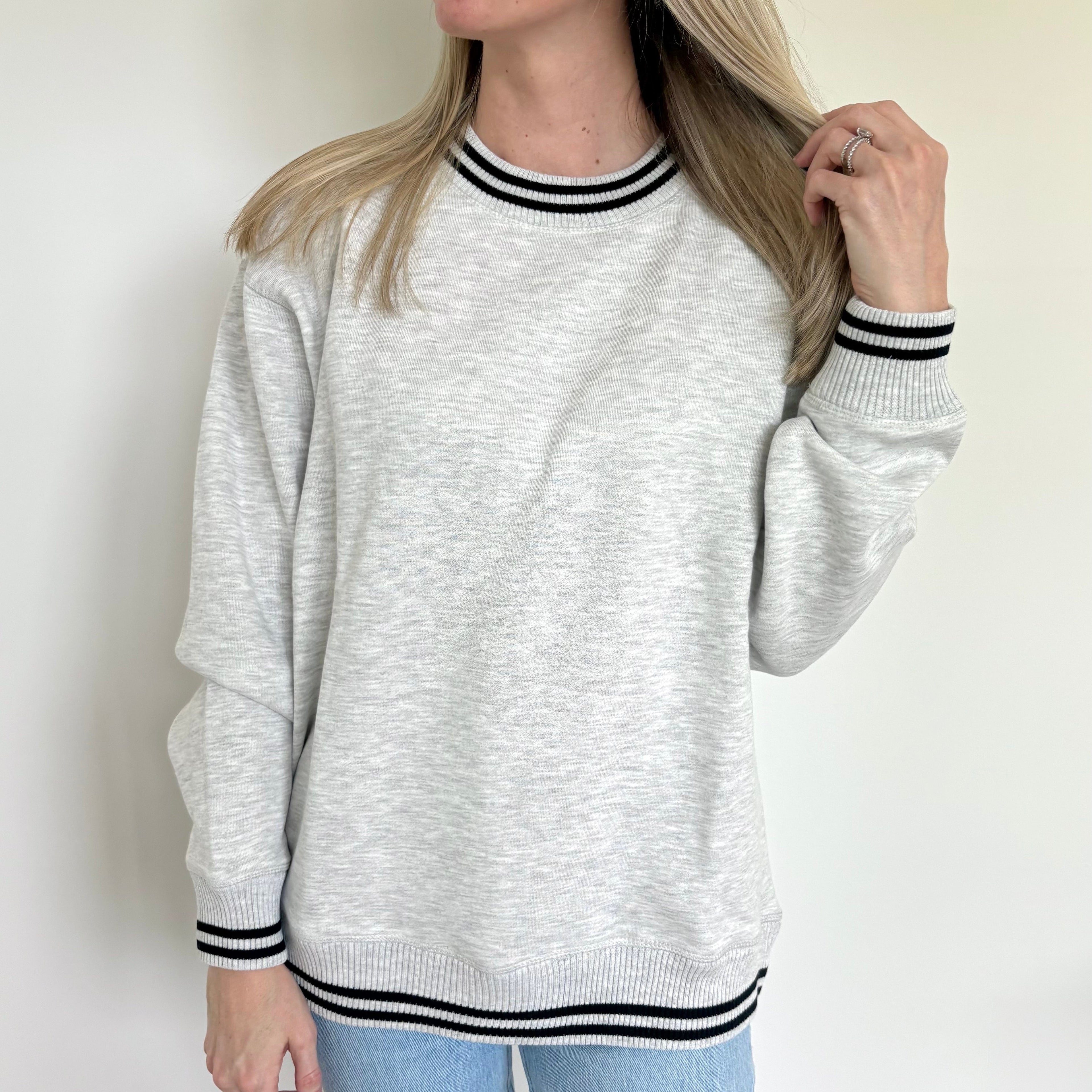 Heather Grey Oversized Varsity Crew