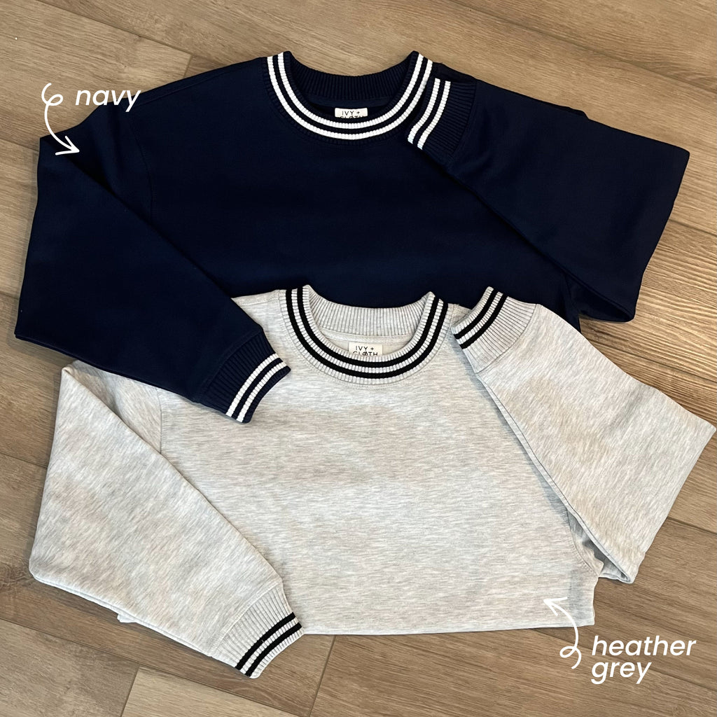 Navy Oversized Varsity Crew