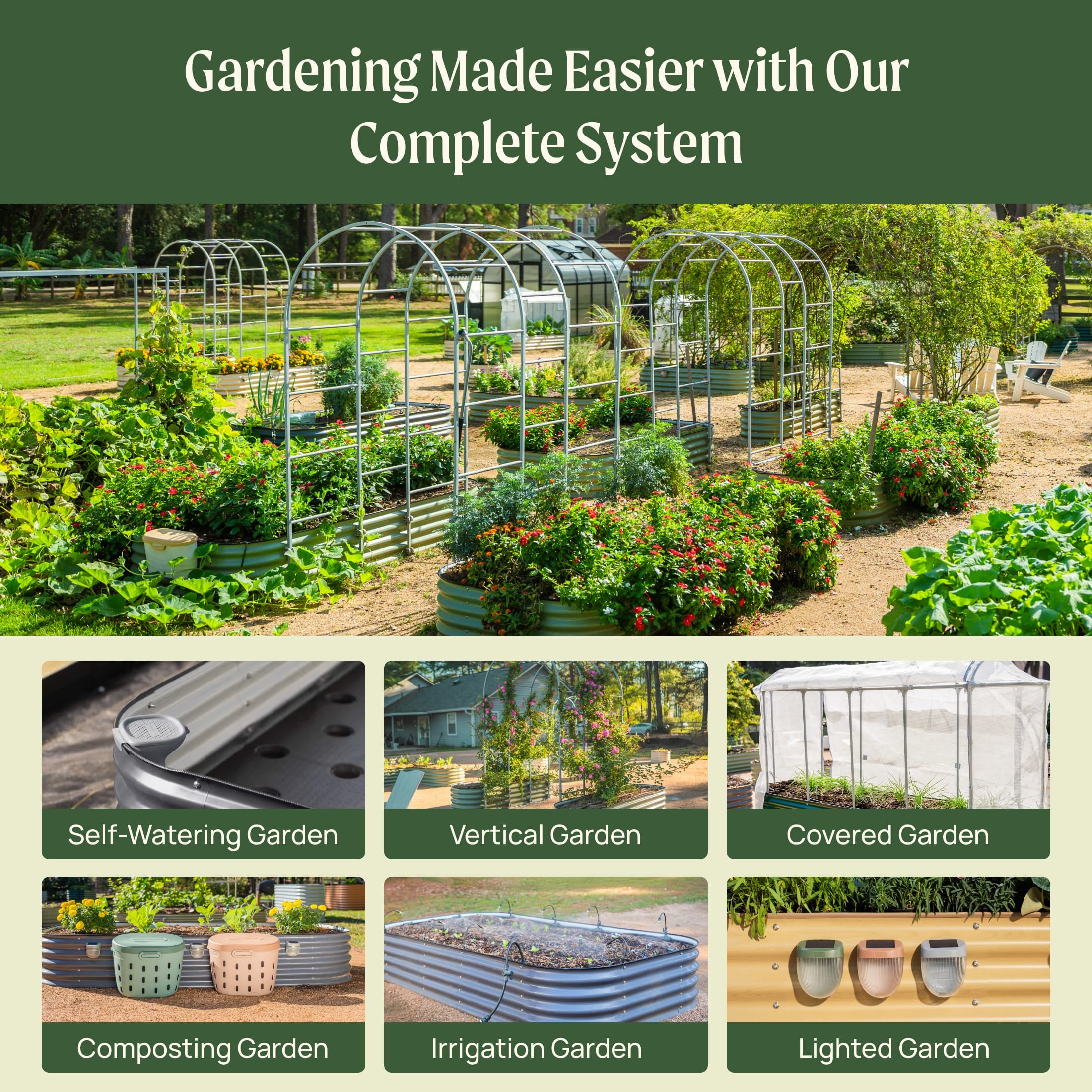 17" Tall 9 In 1 Large Modular Metal Raised Garden Bed Kit