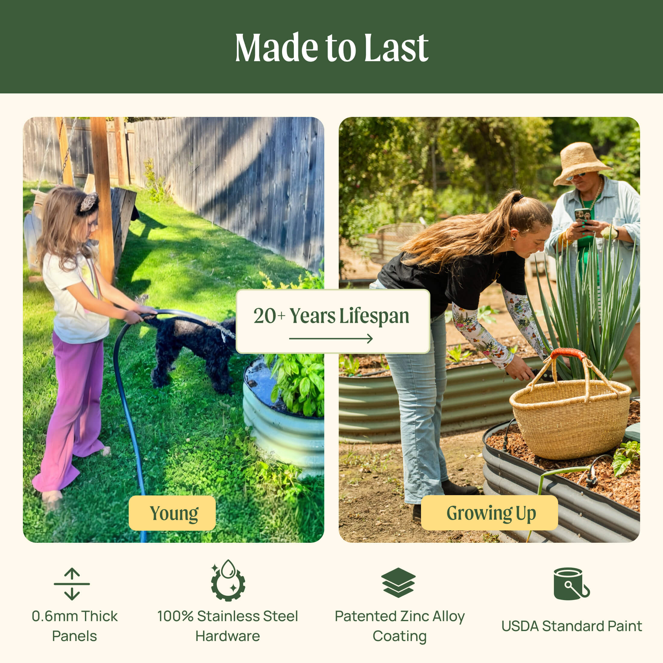 17" Tall 9 In 1 Large Modular Metal Raised Garden Bed Kit