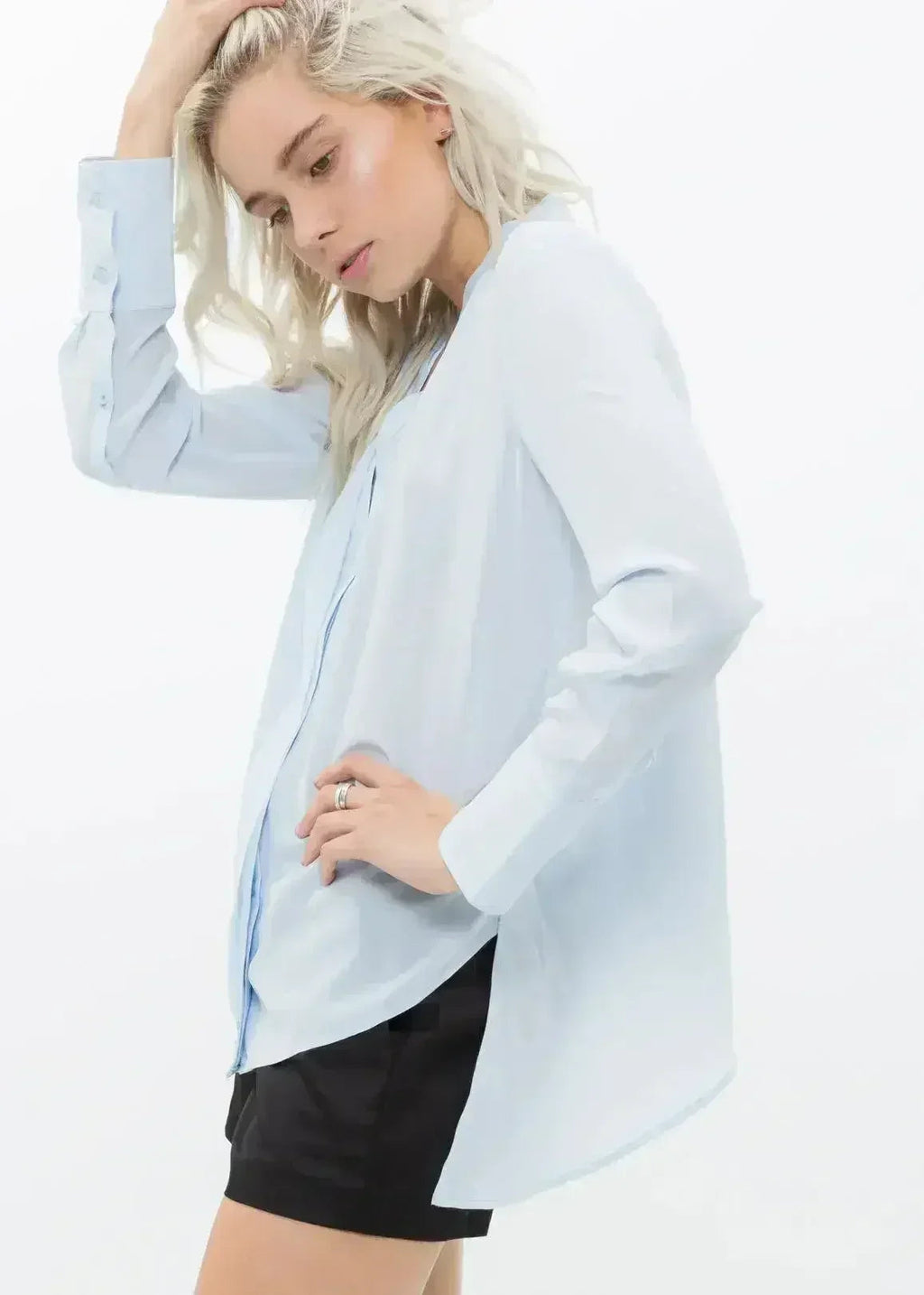 Women's Sheer Placket Hi Low Stylish Blouse | Femstylo