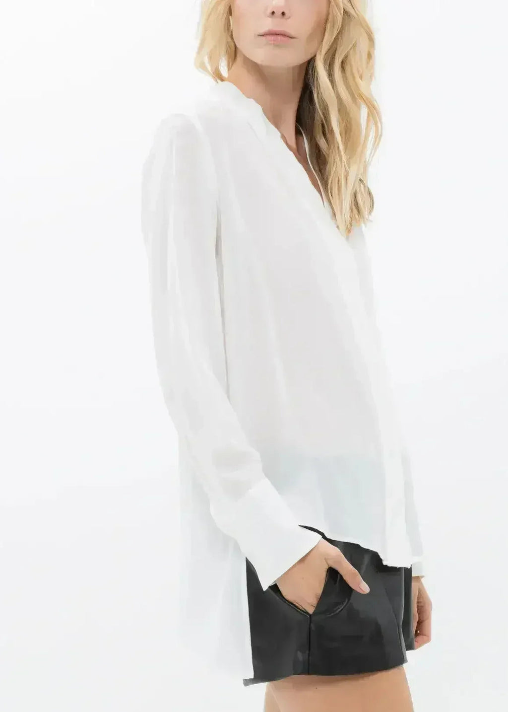 Women's Sheer Placket Hi Low Stylish Blouse | Femstylo