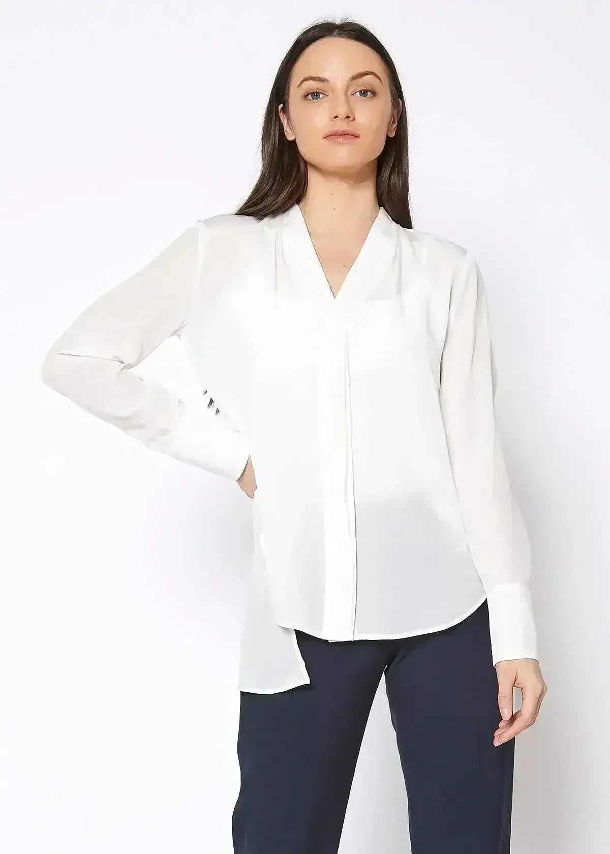 Women's Sheer Placket Hi Low Stylish Blouse | Femstylo