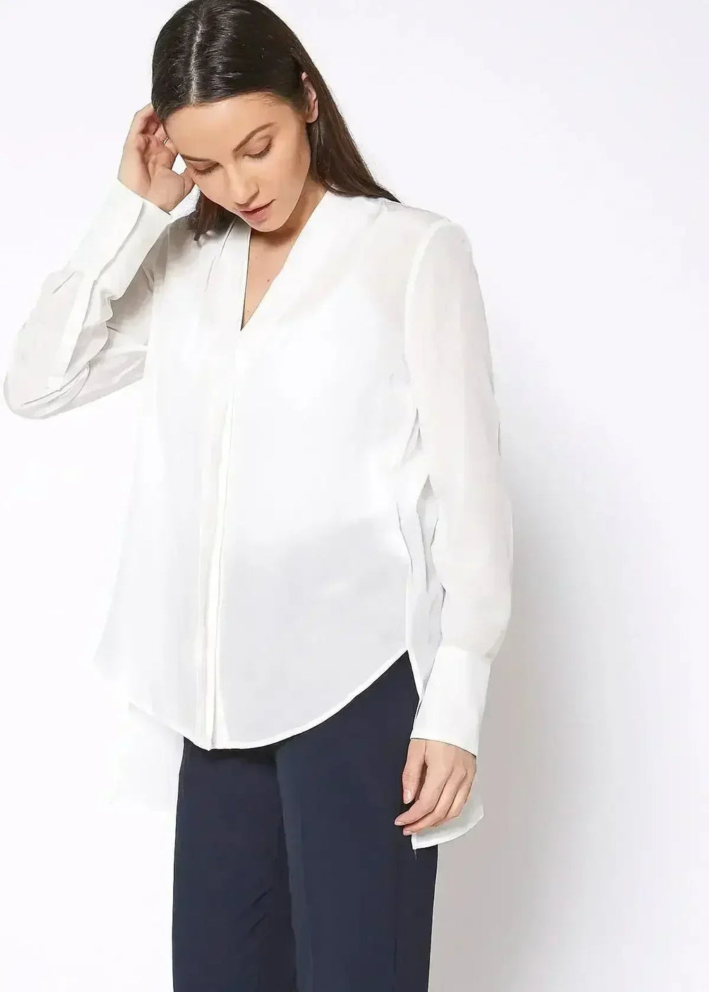 Women's Sheer Placket Hi Low Stylish Blouse | Femstylo