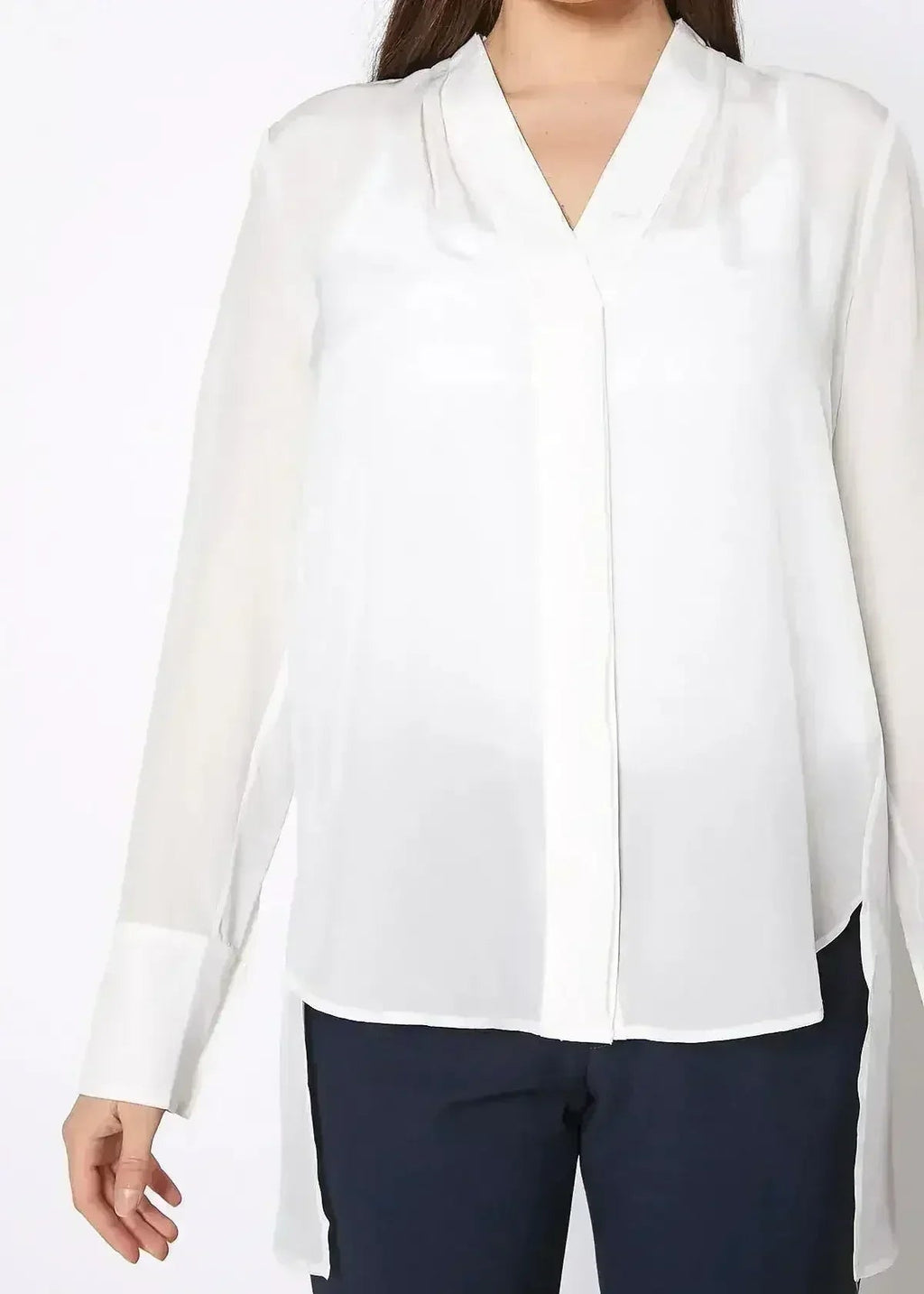 Women's Sheer Placket Hi Low Stylish Blouse | Femstylo