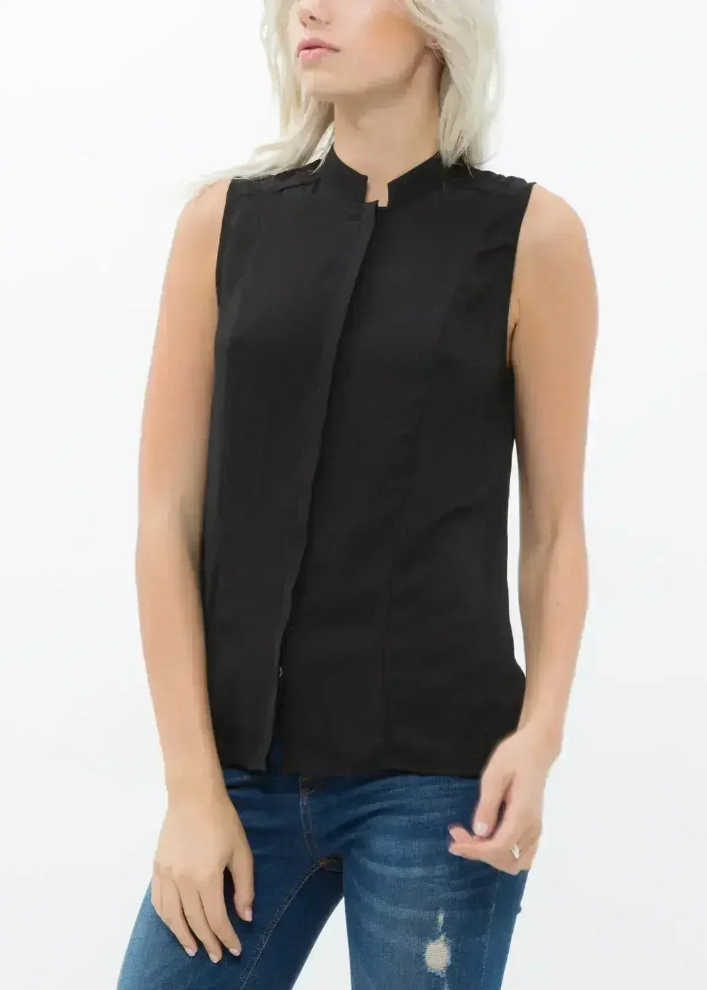 Women's Stand Collar Sleeveless Blouse | Femstylo