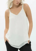 Embellished Chiffon Camisole Top In Cream
