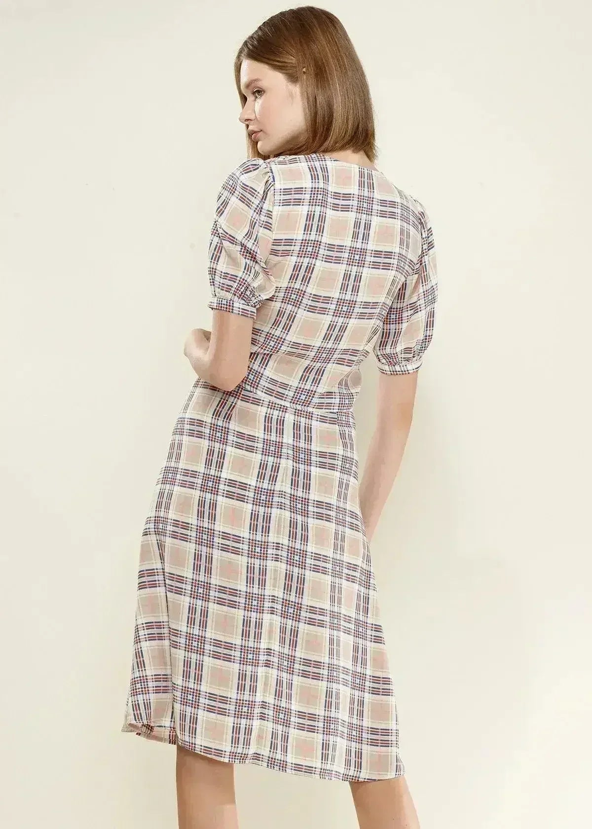 Women's Multi Check Tie Hem Blouse in Multiplaid | Femstylo
