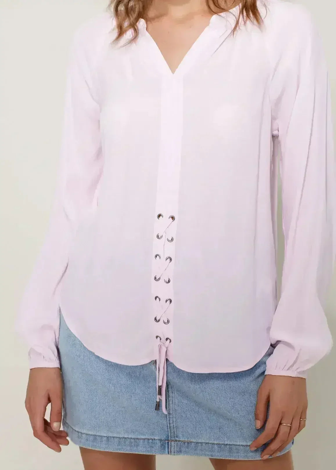 Women's Lace Up Blouse Office Style | Femstylo