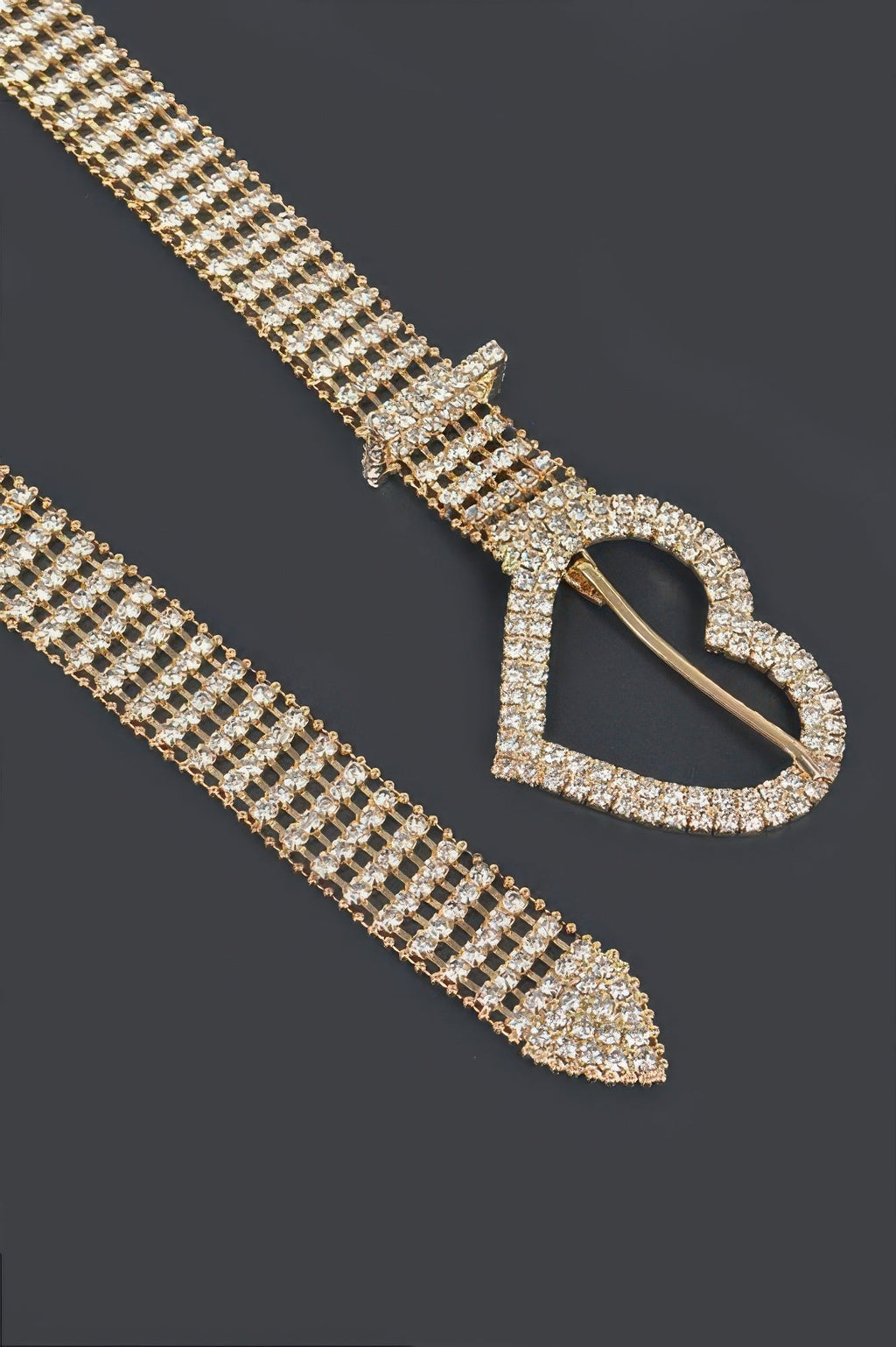 Heart Shape Buckle Rhinestone Belt