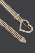 Heart Shape Buckle Rhinestone Belt