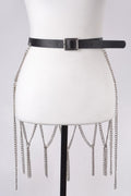 Leather Belt With Chain Skirt