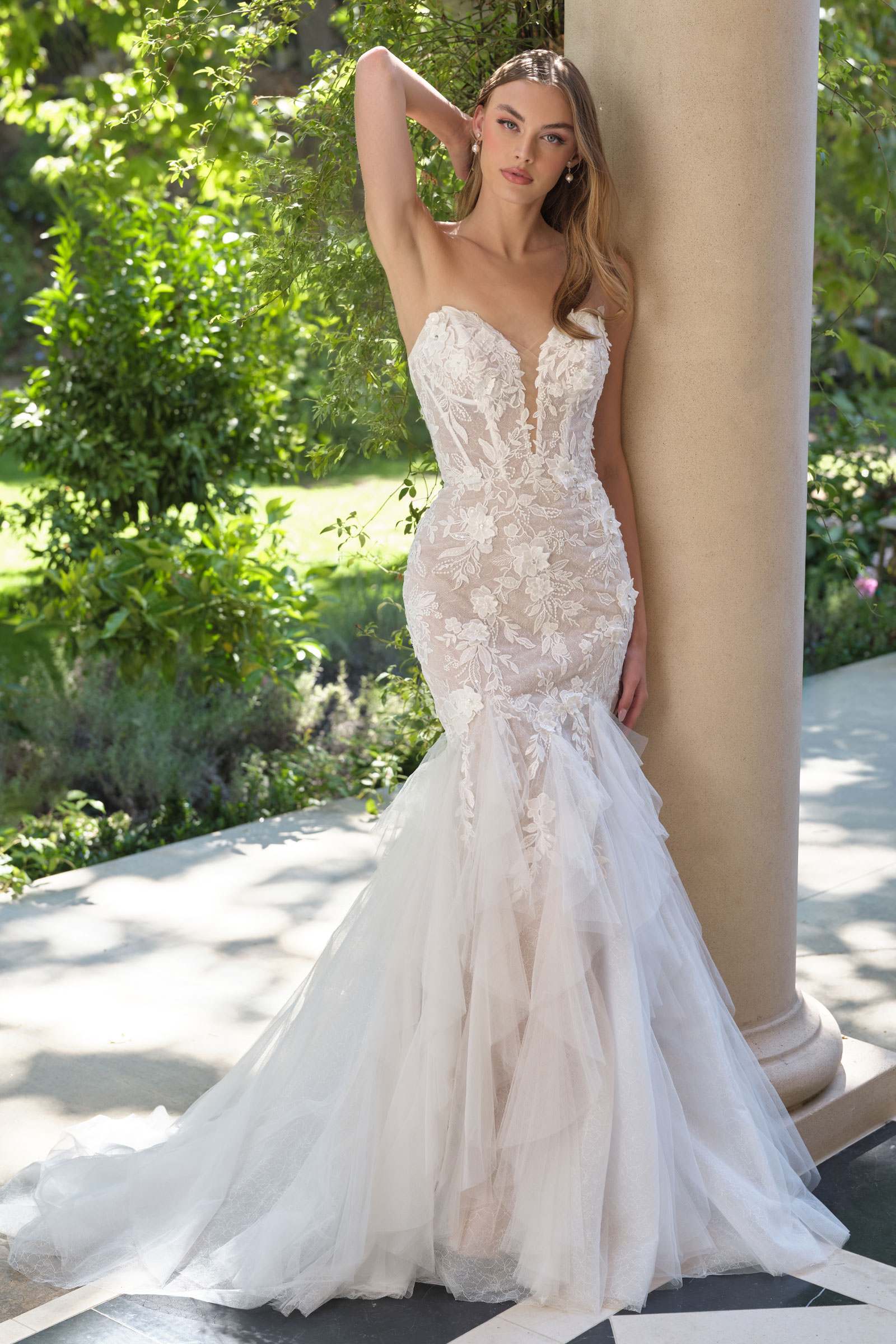 Andrea & Leo WL062 Fit and Flare Strapless Wedding Gown Includes Veil