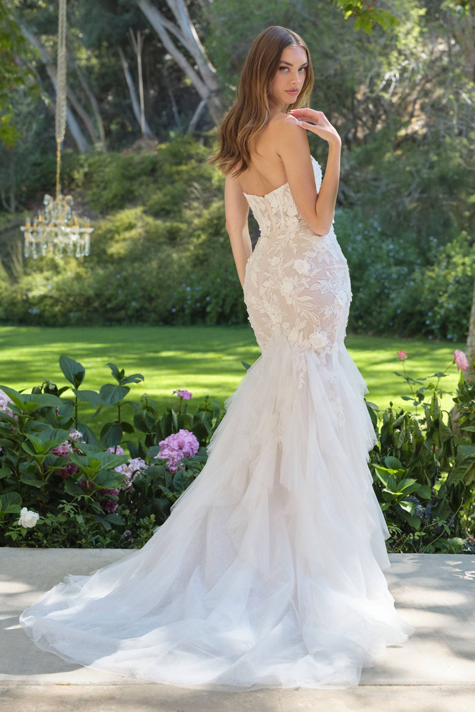 Andrea & Leo WL062 Fit and Flare Strapless Wedding Gown Includes Veil