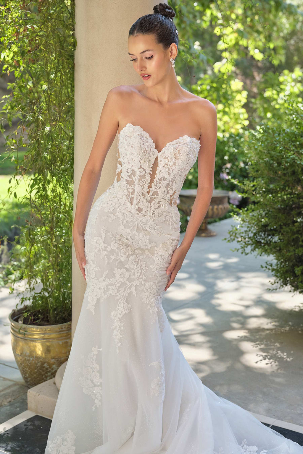 Andrea & Leo WL065 Mermaid Bridal Gown Removable Sheer Lace Sleeves