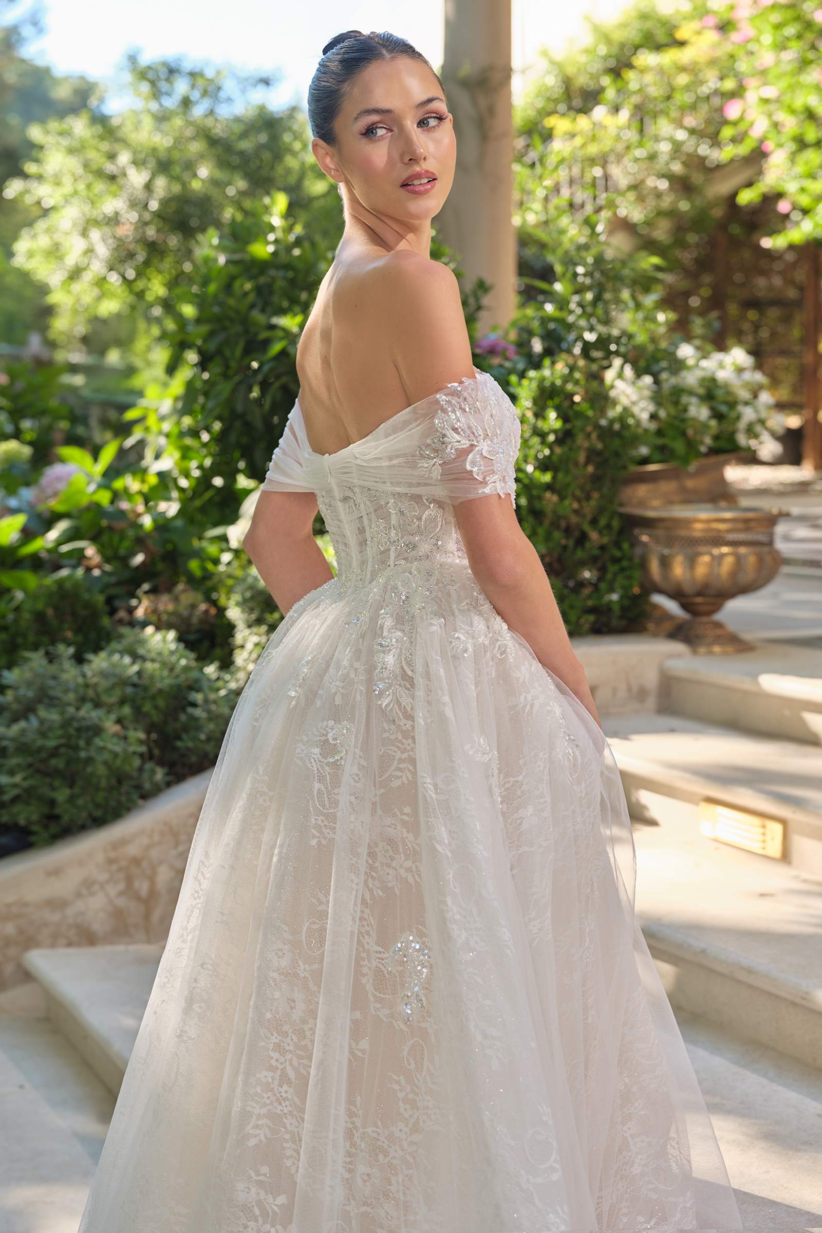 Andrea & Leo WL090 Embroidered Lace Tulle Off Shoulder Wedding Ball Gown