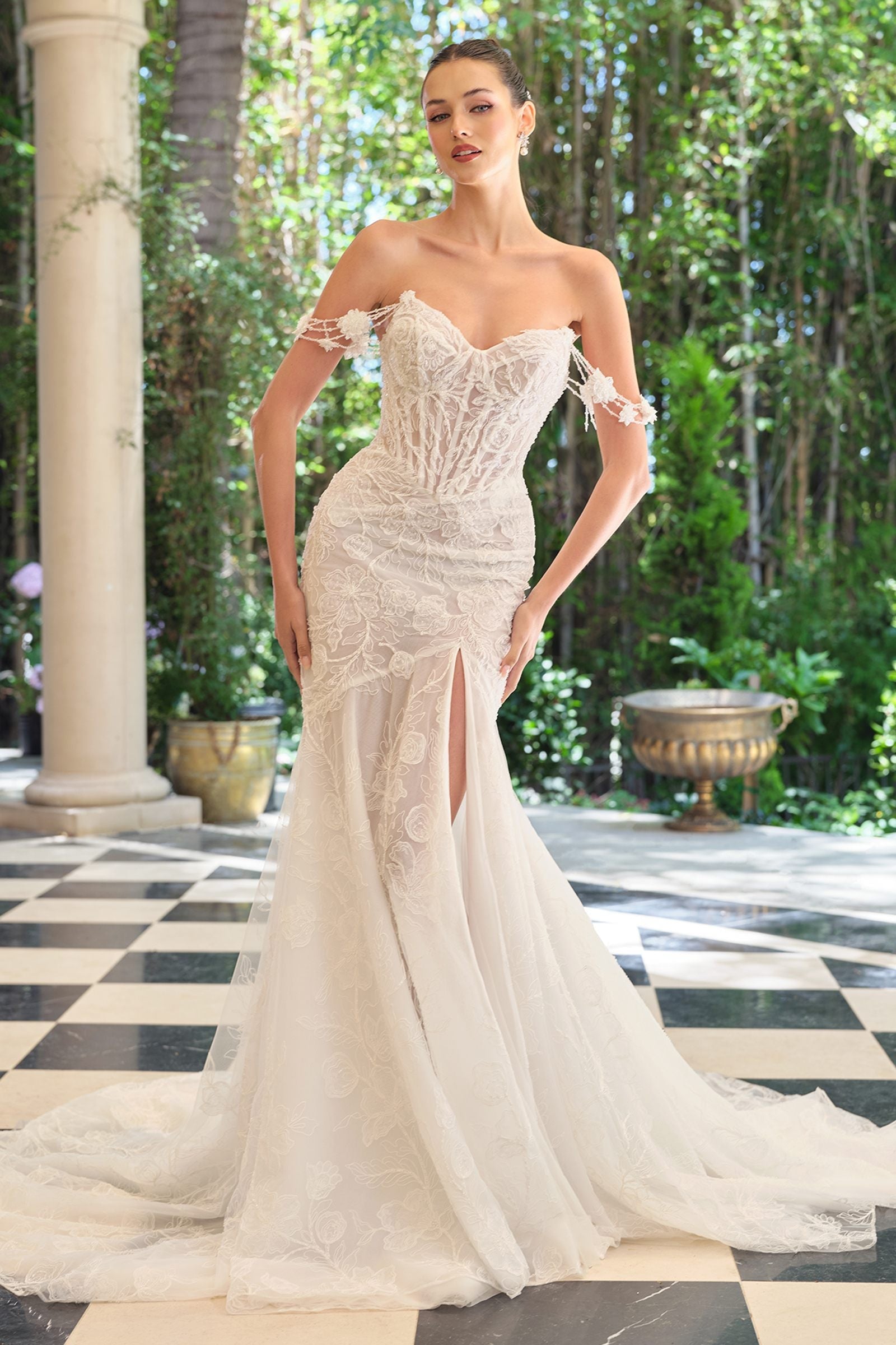 Andrea & Leo WL099 Romantic Fitted Wedding Gown Off Shoulder