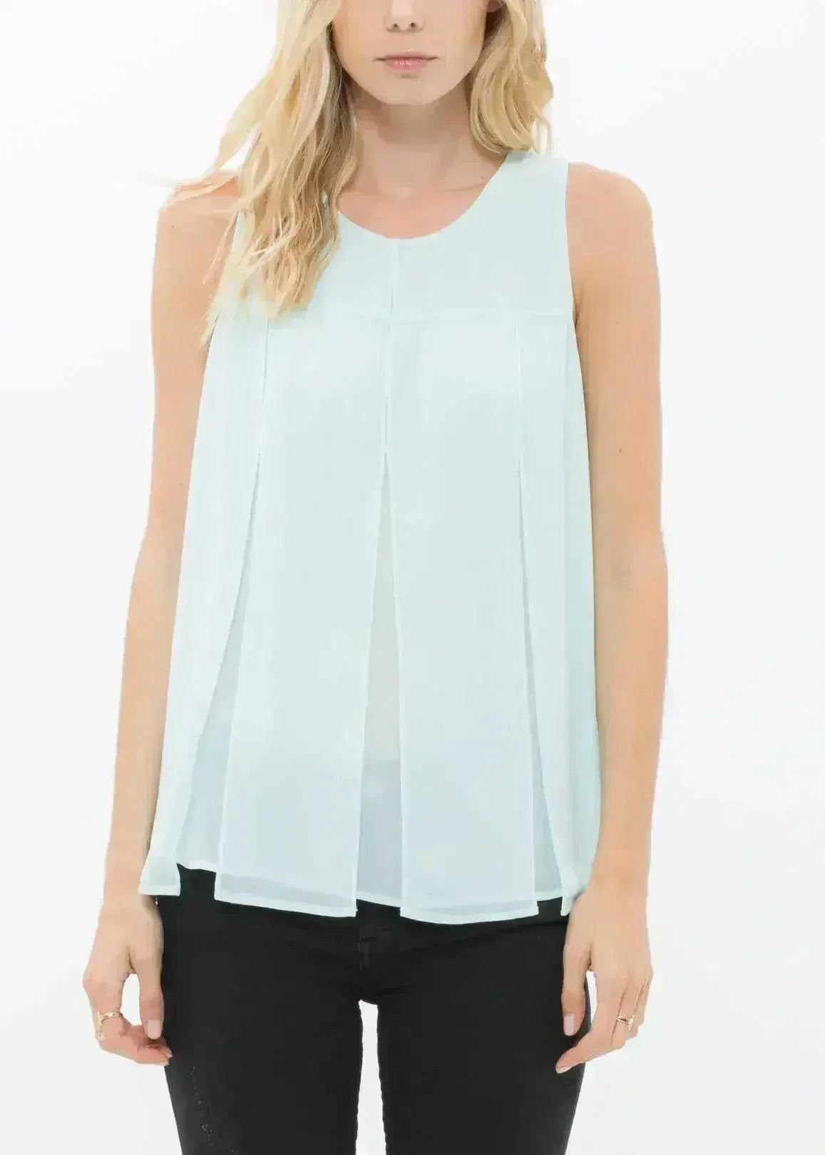 Women's Sleeveless Slit Round Neck Blouse | Femstylo