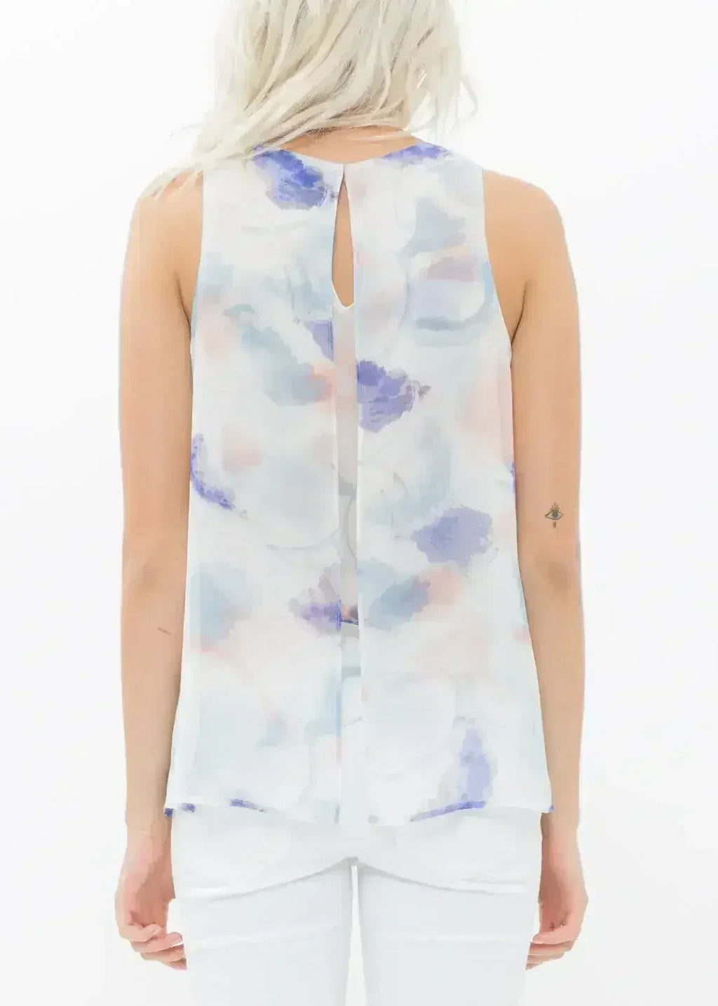 Women's Sleeveless Slit Blouse In Water Color | Femstylo