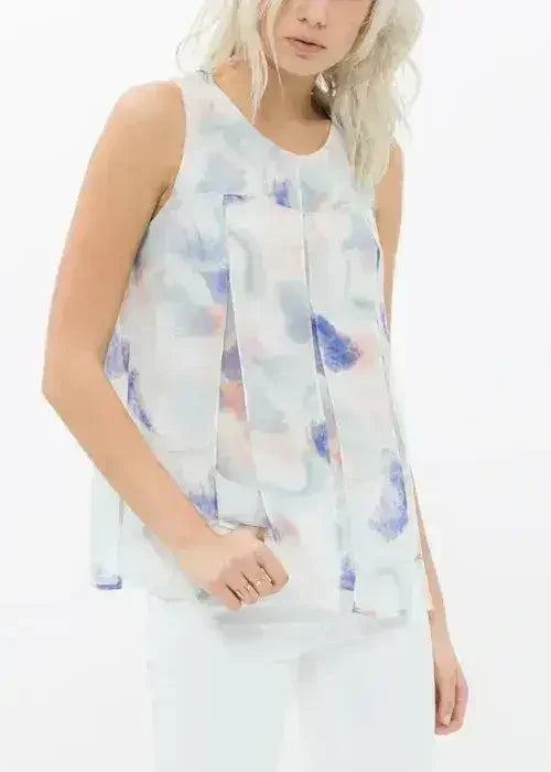 Women's Sleeveless Slit Blouse In Water Color | Femstylo