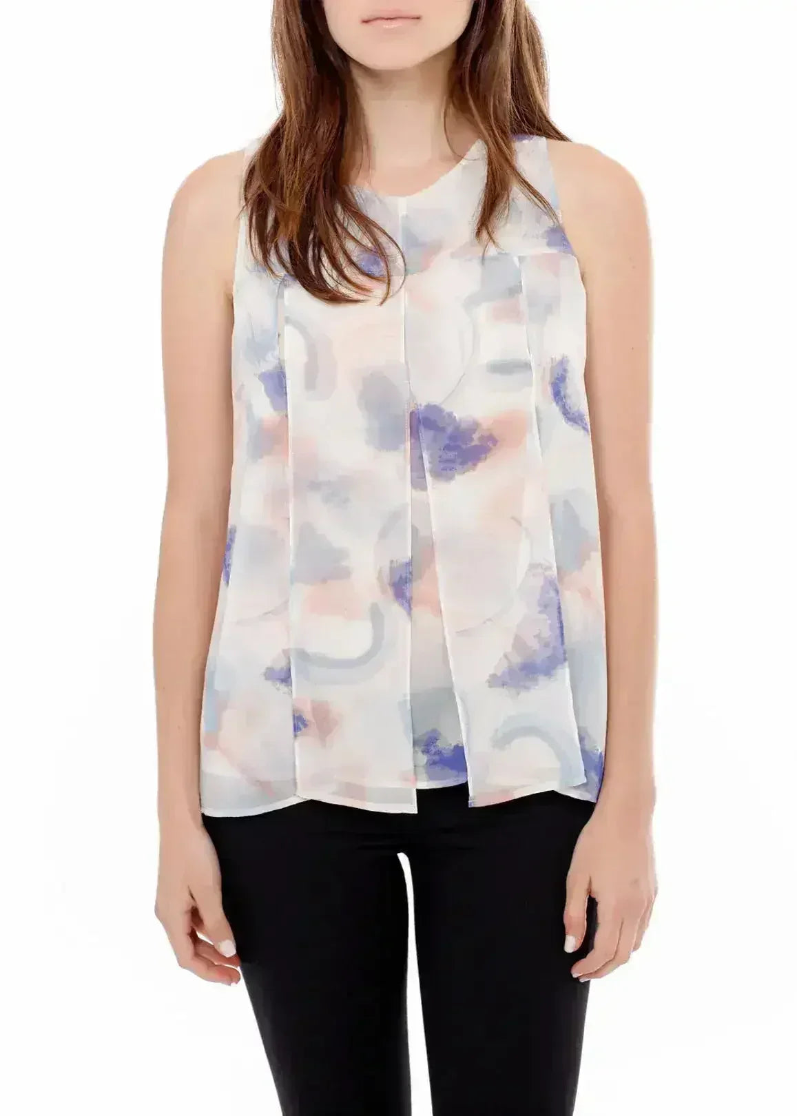 Women's Sleeveless Slit Blouse In Water Color | Femstylo